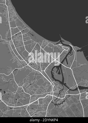 Stadtkarte von Danzig. Vektor-Illustration, Gdansk Karte Graustufen Kunstposter. Straßenkarte mit Straßen, Ansicht der Metropolregion. Stock Vektor