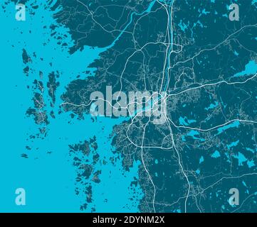 Detaillierte Karte des Verwaltungsgebiets der Stadt Göteborg. Lizenzfreie Vektorgrafik. Stadtbild-Panorama. Dekorative Grafik Touristenkarte von Gothenbur Stock Vektor