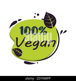 Vegan Food Icon Logo, vegan meal Label. Aufkleber Emblem vegetarisches Produkt zu verpacken. Vektorgrafik Stock Vektor