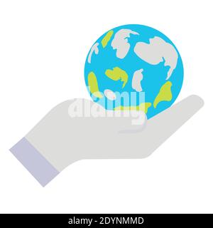 Hand halten Globus, Social Network auf weiß Stock Vektor