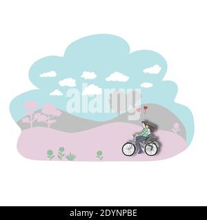 Lustige Figur Mann läuft mit Hund auf grauen Silhouette Bäume vektor-Illustration Doodle Hand gezeichnet mit schwarzen Linien isoliert auf Weißer Hintergrund Stock Vektor