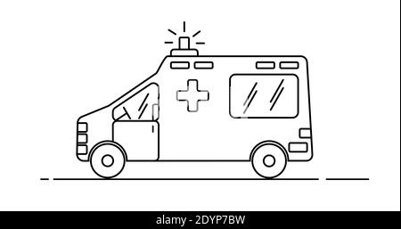 Krankenwagen im linearen Stil Vektor-Illustration Stock Vektor