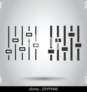 Steuerung der Lautstärke Symbol im flachen Stil. Audio einstellen Zeichen Vector Illustration auf weißem Hintergrund isoliert. Filter Business Konzept. Stock Vektor