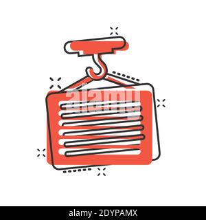 Container-Symbol im Comic-Stil. Lieferung Fracht Cartoon Vektor Illustration auf weißem isolierten Hintergrund. Geschäftskonzept mit Splash-Effekt für Frachtkastenverpackung. Stock Vektor