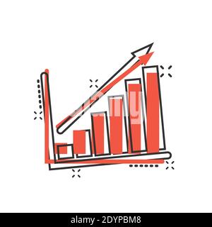 Diagramm-Symbol im Comic-Stil. Pfeil wachsen Cartoon Vektor Illustration auf weißem isolierten Hintergrund. Analyse Splash Effect Business Concept. Stock Vektor