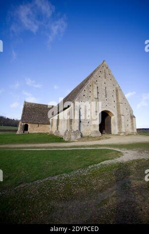 Tithe Barn, Great Coxwell. 14. Jahrhundert mittelalterliche grange Speicher Scheune. Faringdon Oxfordshire Stockfoto