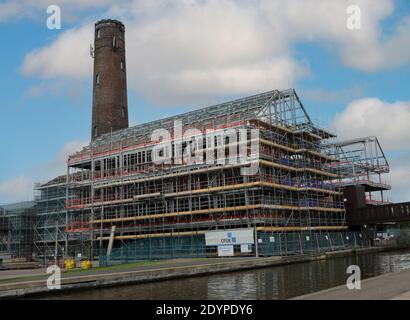 Alte Gebäude in Chester in Unterkunft abgedeckt Stockfoto