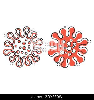 Krankheit Bakterien Symbol im Comic-Stil. Allergie Cartoon Vektor Illustration auf weißem Hintergrund isoliert. Geschäftskonzept Mikrobenvirus Splash Effect. Stock Vektor