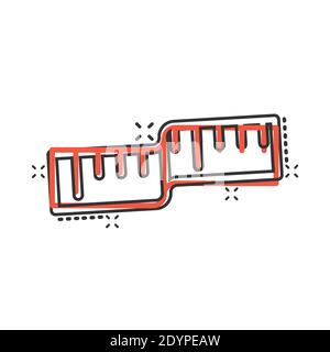 Maßband-Symbol im Comic-Stil. Lineal Zeichentrickfigur Vektor-Illustration auf weißem isolierten Hintergrund. Geschäftskonzept mit Spritzer-Effekt. Stock Vektor