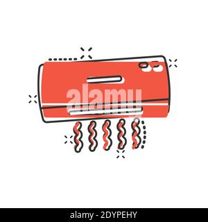 Conditioner-Symbol im Comic-Stil. Kühler Cartoon Vektor-Illustration auf weißem isolierten Hintergrund. Geschäftskonzept mit kaltem Klimaeffekt. Stock Vektor