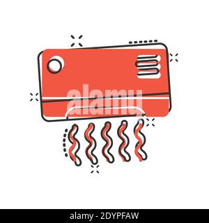 Conditioner-Symbol im Comic-Stil. Kühler Cartoon Vektor-Illustration auf weißem isolierten Hintergrund. Geschäftskonzept mit kaltem Klimaeffekt. Stock Vektor