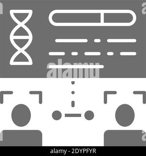 Bestimmung der Verwandtschaft durch Personen, Gesichtsüberprüfung graues Symbol. Stock Vektor