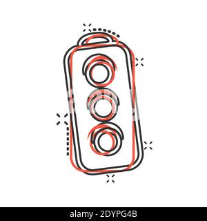 Semaphore Icon im Comic-Stil. Ampel Cartoon Vektor-Illustration auf weißem Hintergrund isoliert. Geschäftskonzept mit Splash-Effekt für Kreuzungen. Stock Vektor