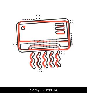 Conditioner-Symbol im Comic-Stil. Kühler Cartoon Vektor-Illustration auf weißem isolierten Hintergrund. Geschäftskonzept mit kaltem Klimaeffekt. Stock Vektor