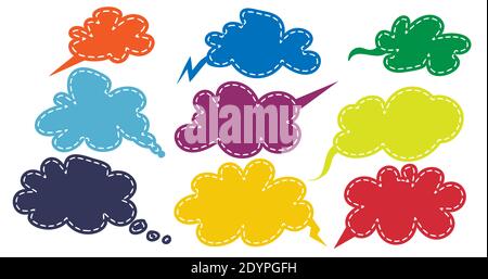 Farbige Sprechblasensymbole eingestellt. Kommunikation, Chat, Dialog, Konversation Symbol Symbole Vektor eps. 10 Stock Vektor