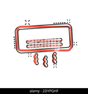 Conditioner-Symbol im Comic-Stil. Kühler Cartoon Vektor-Illustration auf weißem isolierten Hintergrund. Geschäftskonzept mit kaltem Klimaeffekt. Stock Vektor