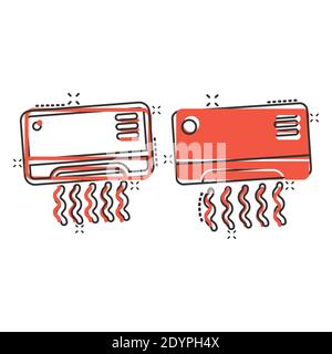 Conditioner-Symbol im Comic-Stil. Kühler Cartoon Vektor-Illustration auf weißem isolierten Hintergrund. Geschäftskonzept mit kaltem Klimaeffekt. Stock Vektor