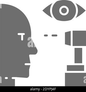 Augenüberprüfung, graues Symbol für das Scannen von Augen. Isoliert auf weißem Hintergrund Stock Vektor