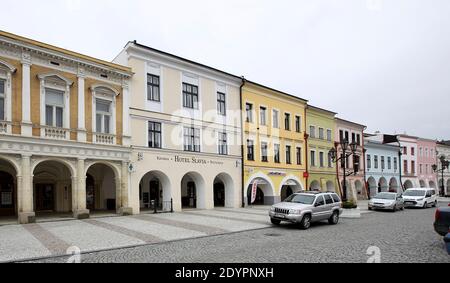 Hotel Slavia , Svitavy , náměstí , Stockfoto