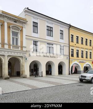 Hotel Slavia , Svitavy , náměstí , Stockfoto