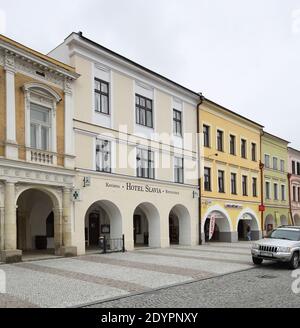 Hotel Slavia , Svitavy , náměstí , Stockfoto