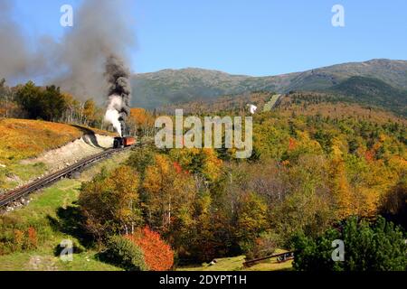 Cog Railway auf Mount Washington, New Hampshire, USA Stockfoto