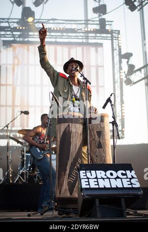 Jupiter & (und) Okwess Int. tritt am 5. Juli 2013 beim Eurockeennes Music Festival in Belfort, Frankreich, auf. Foto von Romain Boe/ABACAPRESS.COM Stockfoto