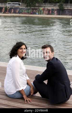 Bruno Julliard und Myriam El Khomri, die Sprecher der Kandidatin der Sozialistischen Partei für die Pariser Bürgermeisterwahl 2014, Anne Hidalgo, posieren am 11. Juli 2013 in Paris, Frankreich. Foto von Stephane Lemouton/ABACAPRESS.COM Stockfoto