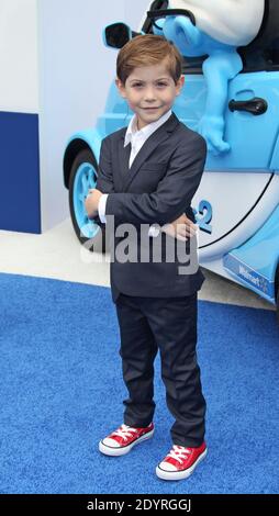 Jacob Tremblay, Columbia Pictures Premiere für die Schlümpfe 2 im Regency Village Theater in Los Angeles, CA, USA, 28. Juli 2013. (Bild: Jacob Tremblay). Foto von Baxter/ABACAPRESS.COM Stockfoto