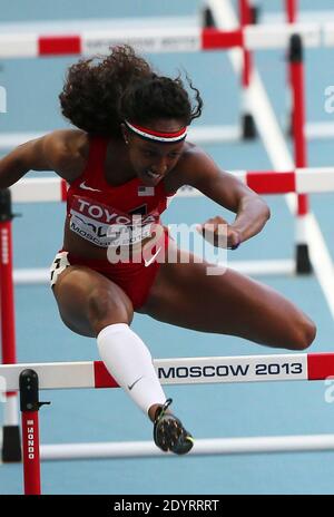 Die US-amerikanische Brianna Rollins läuft am 17. August 2013 bei den IAAF Leichtathletik-Weltmeisterschaften im Luzhniki-Stadion in Moskau, Russland, um die 100-Meter-Hürden der Frauen zu gewinnen. Foto von Giuliano Bevilacqua/ABACAPRESS.COM Stockfoto