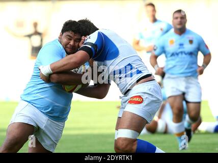 USA Perpignans Romain Taofifenua im Freundschaftsspiel USAP Perpignan gegen CO Castres Olympique. Am 26. Juli 2013 im Aime Giral Stadion in Perpignan, Südfrankreich. Foto von Michel Clementz/ABACAPRESS.COM Stockfoto