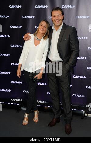 Thomas Lombard, Isabelle Ithurburu Teilnahme an der Canal Plus Party im Electric Club in Paris, Frankreich am 28. August 2013. Foto von Alban Wyters/ABACAPRESS.COM Stockfoto