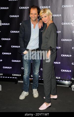 Stephane De Groodt, Maitena Biraben Teilnahme an der Canal Plus Party im Electric Club in Paris, Frankreich am 28. August 2013 statt. Foto von Alban Wyters/ABACAPRESS.COM Stockfoto