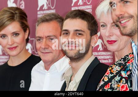 Der kanadische Autor Michel Marc Bouchard, Evelyne Brochu, der kanadische Regisseur Xavier Dolan, Lise Roy und Pierre-Yves Cardinal bei der Fotokall "Tom a la Ferme" während des 70. Internationalen Filmfestivals von Venedig am 2. September 2013 im Palazzo del Casino in Venedig. Foto von Nicolas Genin/ABACAPRESS.COM Stockfoto