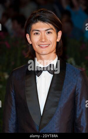 Haruma Miura bei der Premiere von "Harlock Space Pirate 3D" während des 70. Internationalen Filmfestivals von Venedig, das am 3. September 2013 im Sala Grande in Venedig, Italien, stattfand. Foto von Nicolas Genin/ABACAPRESS.COM Stockfoto