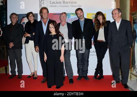 Jean Echenoz, Helene Fillieres, Vincent Lindon, Bruno Nuytten, Xavier Giannoli, Lou Doillon und Pierre Lescure bei der "Barriere Party" im Rahmen des 39. Deauville American Film Festival in Deauville, Frankreich am 5. September 2013. Foto von Nicolas Briquet/ABACAPRESS.COM Stockfoto