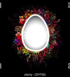 Frohe Ostern Text. Mehrfarbige Postkarte. Gemischte Medien. Vektorgrafik Stock Vektor