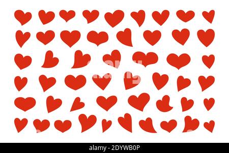 Set in Herzform. Liebe rote Zeichen Sammlung. Valentinstag Ikone Herzen. Romantische Sticker Vektor-Illustration. Für Poster, Tapete Valentinstag, modernes Design Stock Vektor