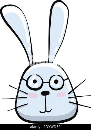 Bunny witth Brille, Illustration, Vektor auf weißem Hintergrund. Stock Vektor