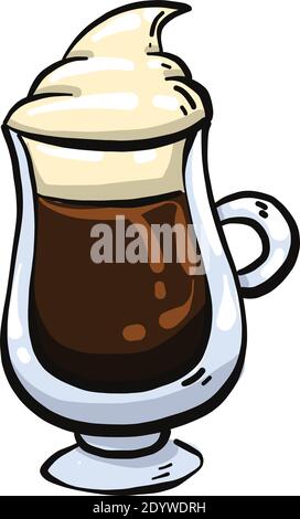 Kaffee mit Schlagsahne, Illustration, Vektor auf weißem Hintergrund. Stock Vektor
