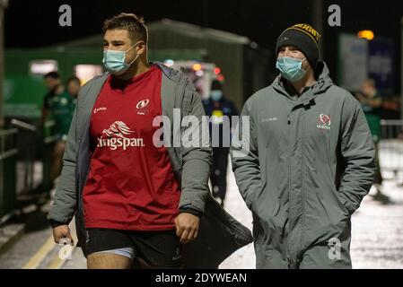 Galway, Irland. Dezember 2020. Ulster Spieler nach dem Guinness PRO14 Runde 9 Spiel zwischen Connacht Rugby und Ulster Rugby auf dem Sportplatz in Galway, Irland am 27. Dezember 2020 (Foto von Andrew SURMA/SIPA USA) Kredit: SIPA USA/Alamy Live News Stockfoto