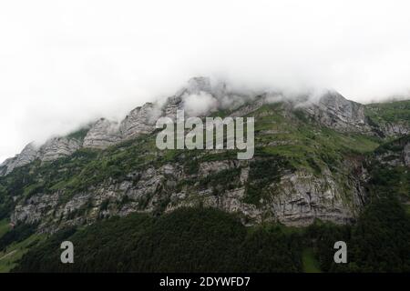 Panoramablick auf die schweizer Alpsteinkette Appenzell Innerrhoden In der Schweiz Stockfoto