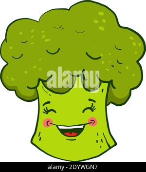 Grüner Brokkoli lachend, Illustration, Vektor auf weißem Hintergrund. Stock Vektor