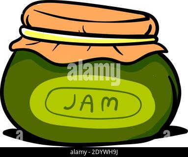 Stau in einem grünen Glas, Illustration, Vektor auf weißem Hintergrund. Stock Vektor