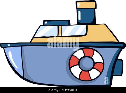 Spielzeugschiff, Illustration, Vektor auf weißem Hintergrund. Stock Vektor