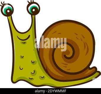 Glückliche Schnecke, Illustration, Vektor auf weißem Hintergrund. Stock Vektor