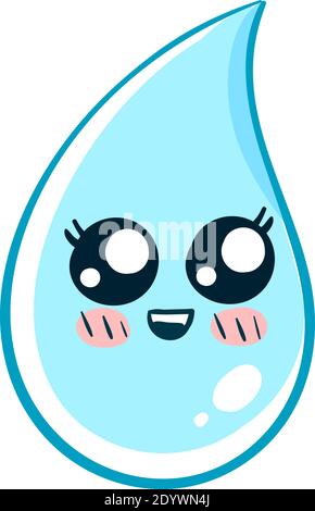 Niedlicher Wassertropfen, Illustration, Vektor auf weißem Hintergrund. Stock Vektor