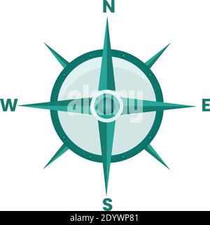Blauer Kompass, Illustration, Vektor auf weißem Hintergrund. Stock Vektor