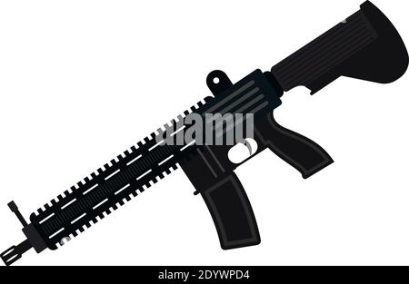 MK416 Gewehr, Illustration, Vektor auf weißem Hintergrund. Stock Vektor