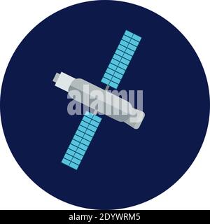 Satellit im Weltraum, Illustration, Vektor auf weißem Hintergrund. Stock Vektor